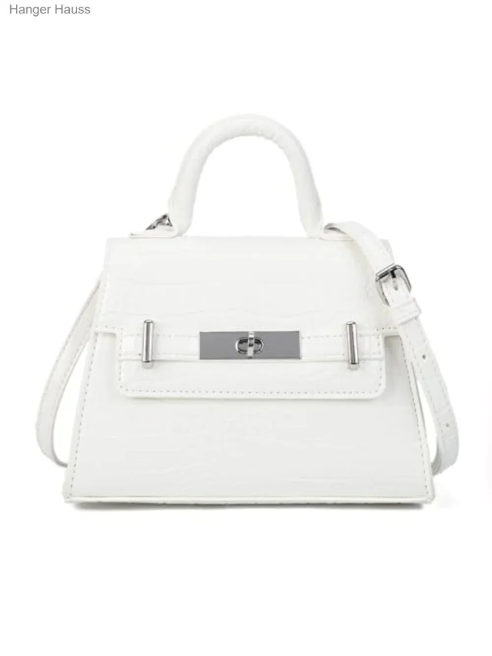 Vegan Leather Small Crossbody Purse with Top Handle and Twist Lock